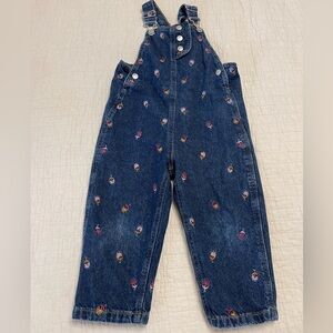 Zara Denim Overalls with Floral Embroidery